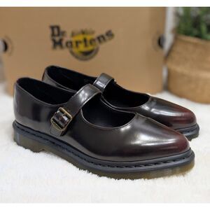 Dr. Martens Elphie Mary Jane Cherry Red Arcadia Leather Shoes Women's 10 UK8 NIB